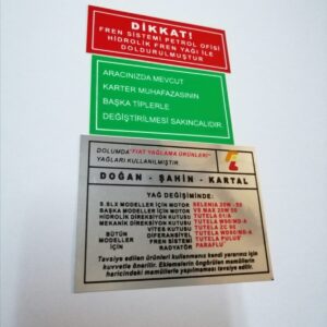 Tofaş Motor Etiket Takımı Doğan Kartal Şahin M131 3'lü Set Panel Etiket Seti