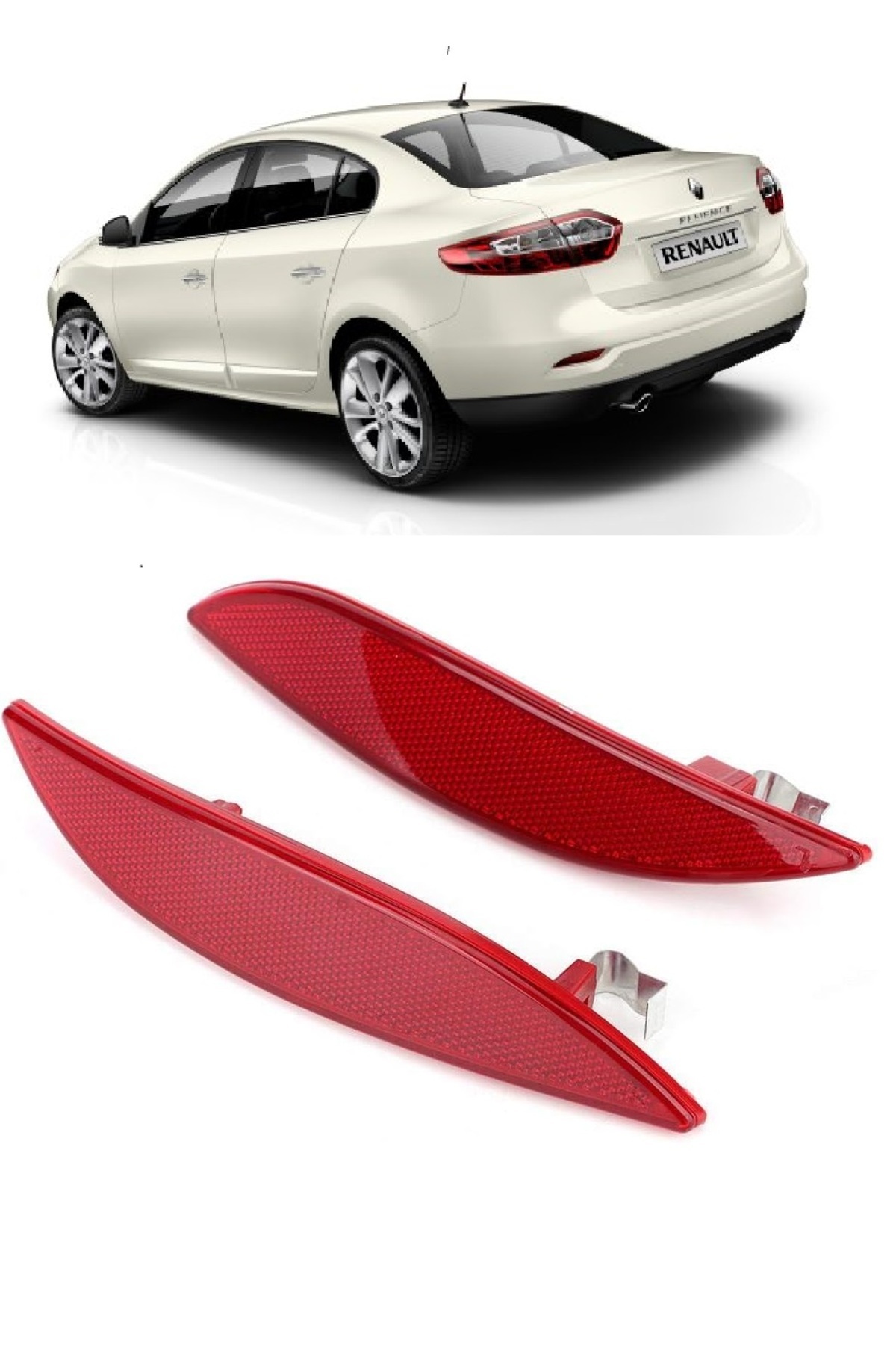 Renault Fluence 2009-2016 Sağ + Sol Takım 2 Adet Arka Tampon Alt Köşe Reflektörü Kedi Gözü