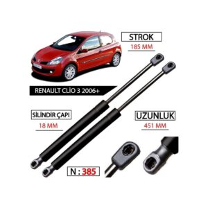 Renault Clio 3 uyuumlu Bagaj Amortisörü Sag Sol Takim 2006+ 8200299546 500019201